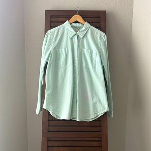 LL Bean - Women's Vacationland Seersucker Shirt, Long-Sleeve. Color: Agua